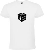 Wit T-Shirt met “ Dobbelsteen “ afbeelding Zwart Size XL