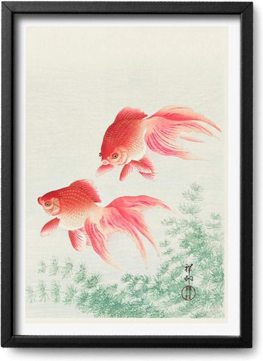 Poster Ohara Koson - A4 - 21 x 30 cm - Inclusief lijst (Zwart Aluminium)