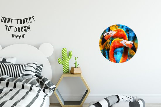 WallCircle - Wall Circle - Wall Circle Indoor - Tableau - Peinture à l'huile - Flamingo - 30x30 cm - Décoration murale - Peintures Ronds