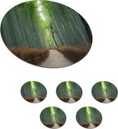 Onderzetters voor glazen - Rond - Bamboe - Pad - Bos - 10x10 cm - Glasonderzetters - 6 stuks