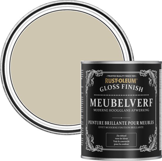 Foto: Rust oleum beige meubelverf hoogglans zilversalie 750ml