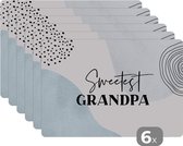 Set de table - Napperons en plastique - Dictons - Grand-père - Amour - Grand-père - 45x30 cm - 6 pièces - Résistant à la chaleur - Antidérapant - Sous-couche - Amovible