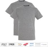 2 Pack Sol's Heren T-Shirt 100% biologisch katoen Ronde hals Grg Maat XXL