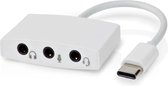 Nedis USB-C Adapter - USB 2.0 - USB-C Male - 3,5 mm Female - 0.10 m - Rond - Vernikkeld - ABS / PVC - Wit - Doos