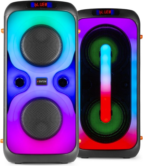 Partybox Bluetooth set - Fenton BoomBox set - 2x party speaker Bluetooth, microfoon en LED's - 360W