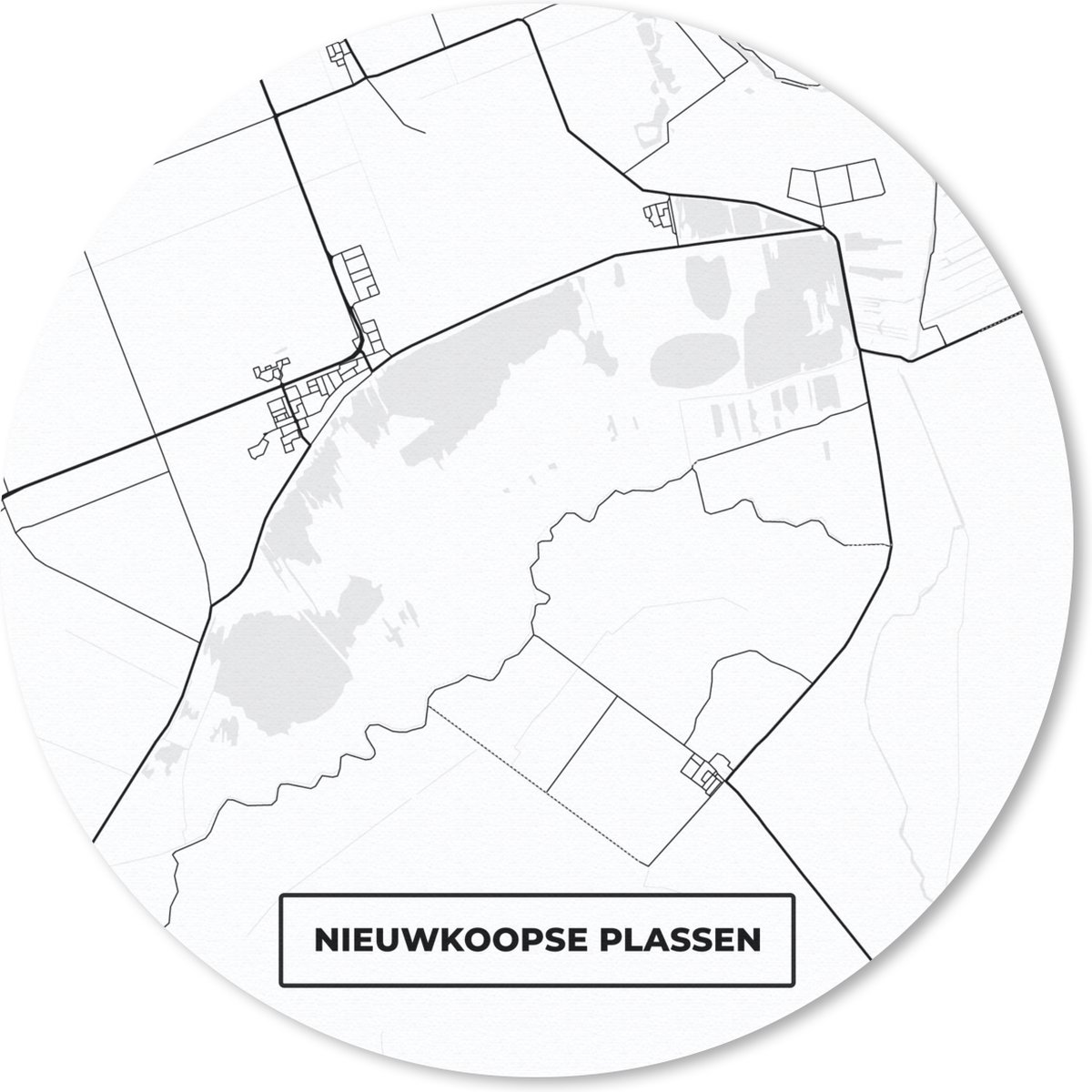 Muismat rond 30x30 cm - Mousepad Nederland - Plattegrond - Stadskaart - Kaart - Nieuwkoopse Plassen - Ronde muismatten - Stadskaart