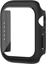 Full Cover Tempered Glass Screen Protector Cover Case Bumper Hoesje Geschikt Voor Apple Watch Series 4/5/6/SE 40mm - zwart