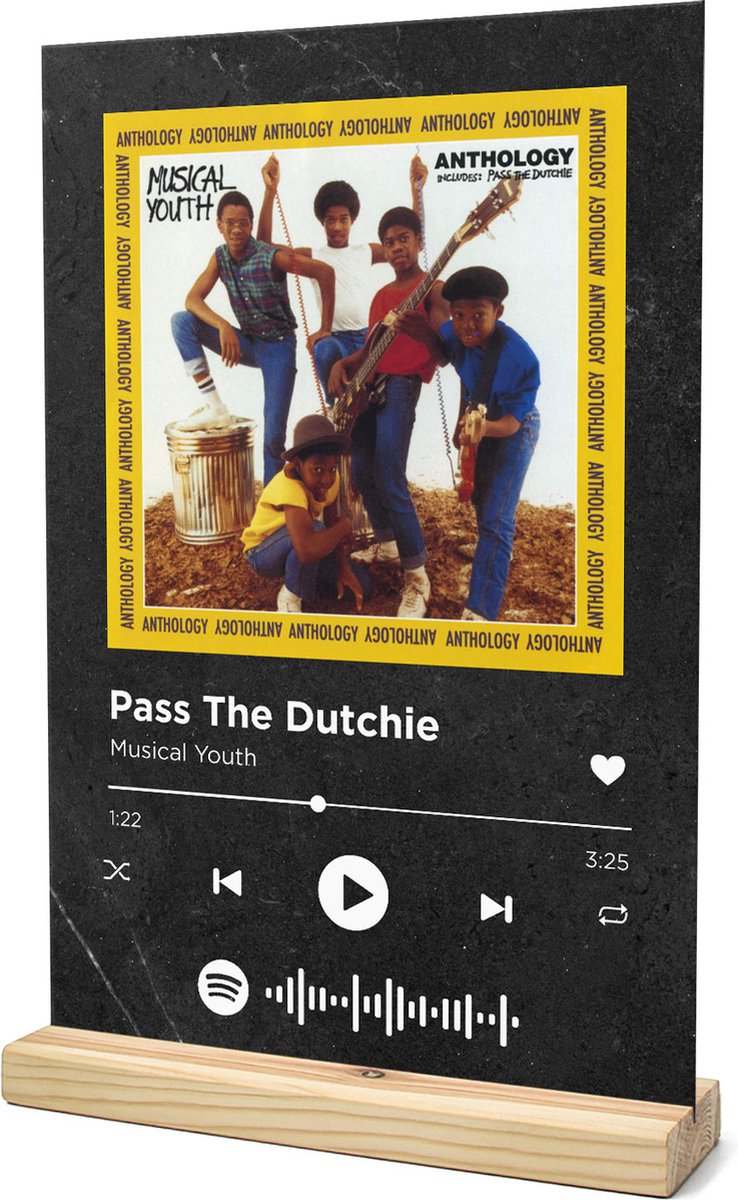 Toevoeging portemonnee Schiereiland Songr Spotify Muziek Bordje - Pass The Dutchie - Musical Youth - 20x30 -  Zwart -... | bol.com
