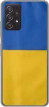 Geschikt voor Samsung Galaxy A53 5G hoesje - Close-up van de vlag van Oekraïne - Siliconen Telefoonhoesje