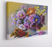 Digitaal schilderen op canvas - stilleven bloemen op tafel - Modern Art Canvas - 248468863 - 50*40 Horizontal