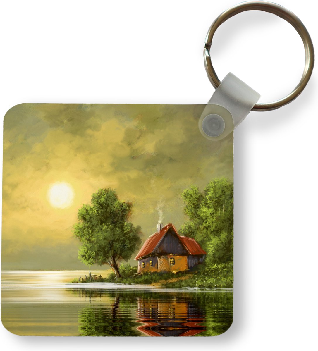 Sleutelhanger - Uitdeelcadeautjes - Schilderij - Olieverf - Huis - Natuur - Water - Plastic