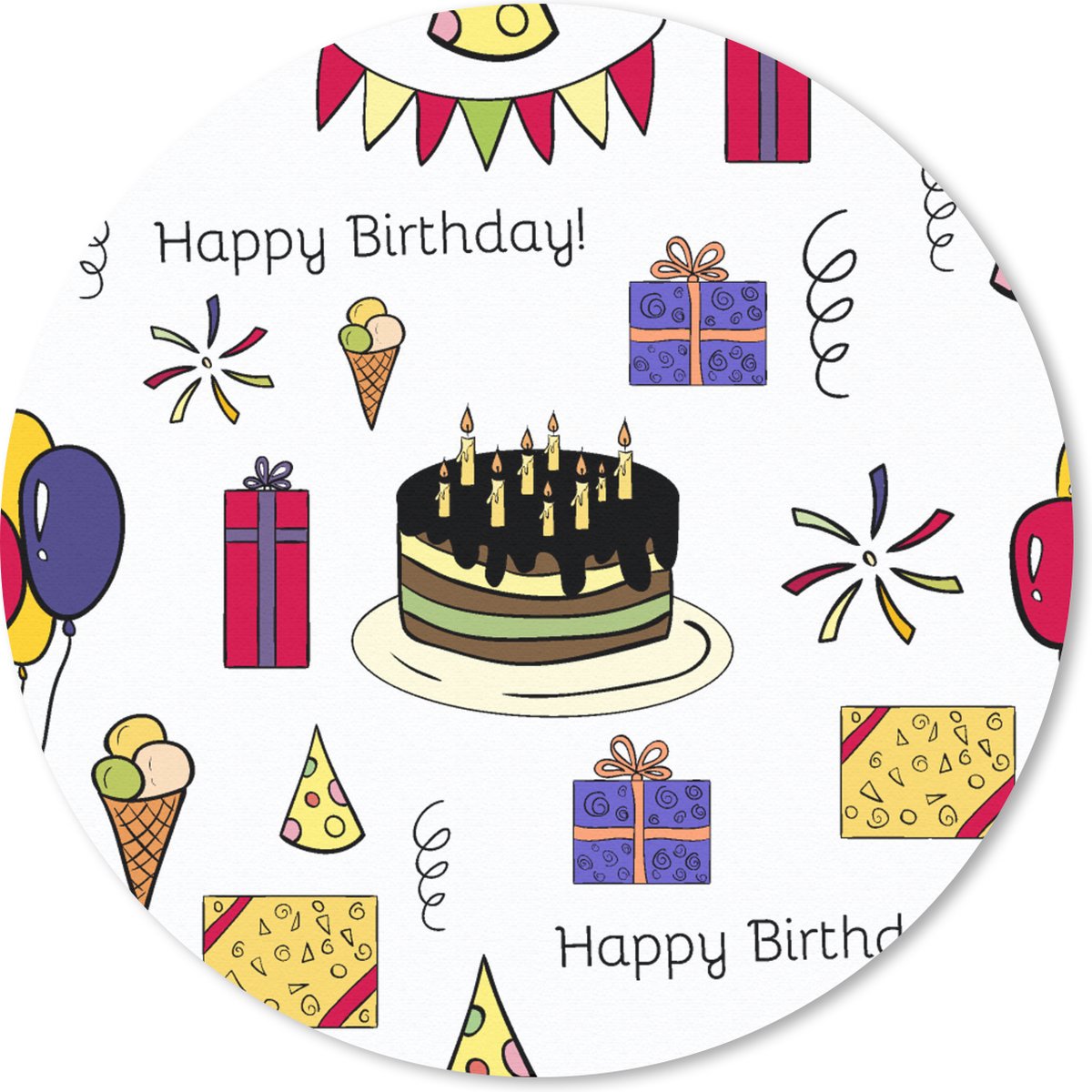 Muismat rond 40x40 cm - Mousepad Design - Verjaardag - Feest - Ronde muismatten