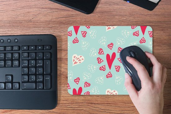 Muismat 23x19 cm - Mousepad Hartjes - Patronen - Pastel - Muismatten