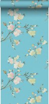 ESTAhome eco texture papier peint intissé fleurs de cerisier Van-Gogh-bleu - 0- 0,53 x 10,05 m