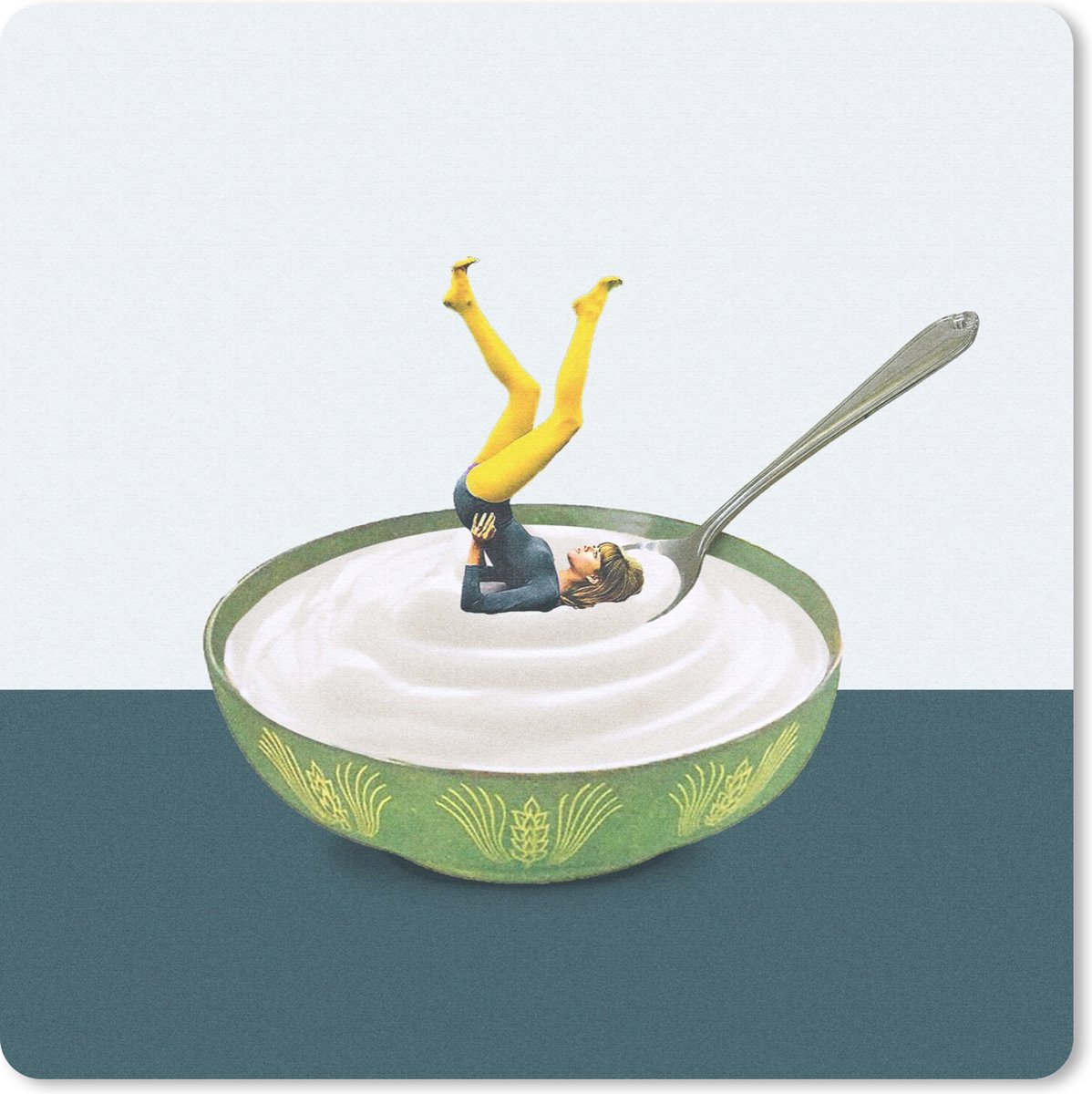 Muismat 30x30 cm - Mousepad Yoghurt - Yoga - Retro - Muismatten
