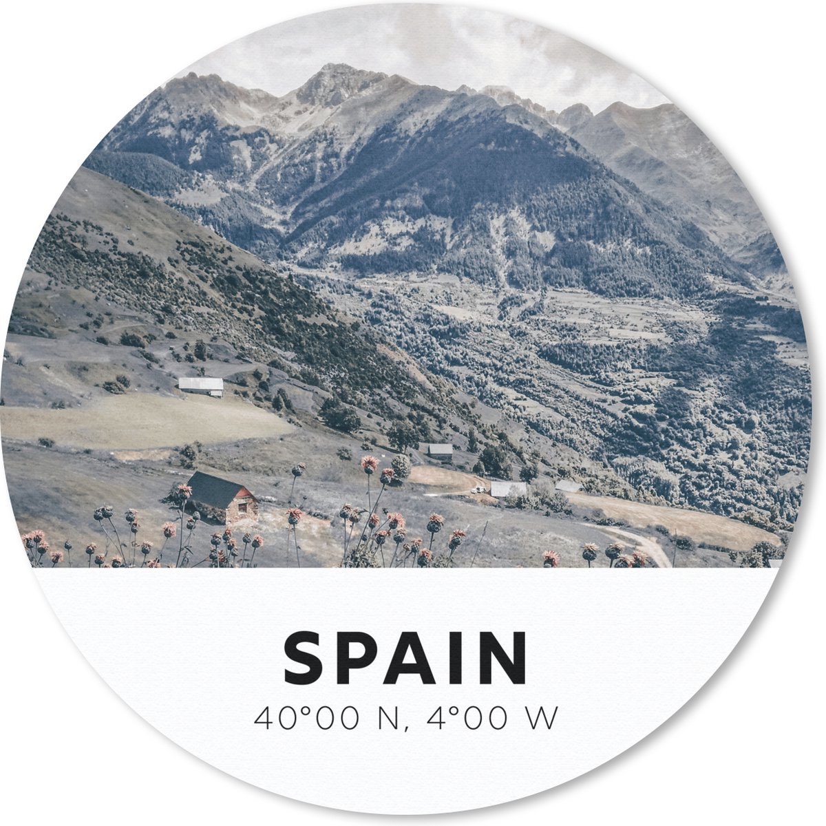 Muismat rond 20x20 cm - Mousepad Spanje - Bergen - Natuur - Ronde muismatten