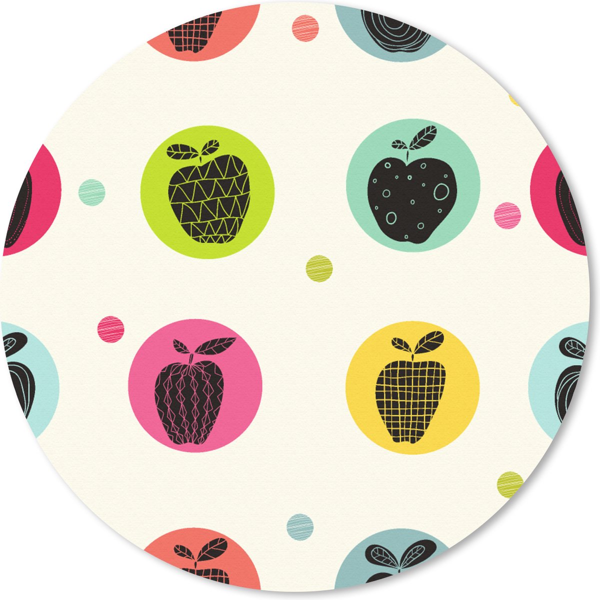 Muismat rond 50x50 cm - Mousepad Appel - Stippen - Patroon - Ronde muismatten
