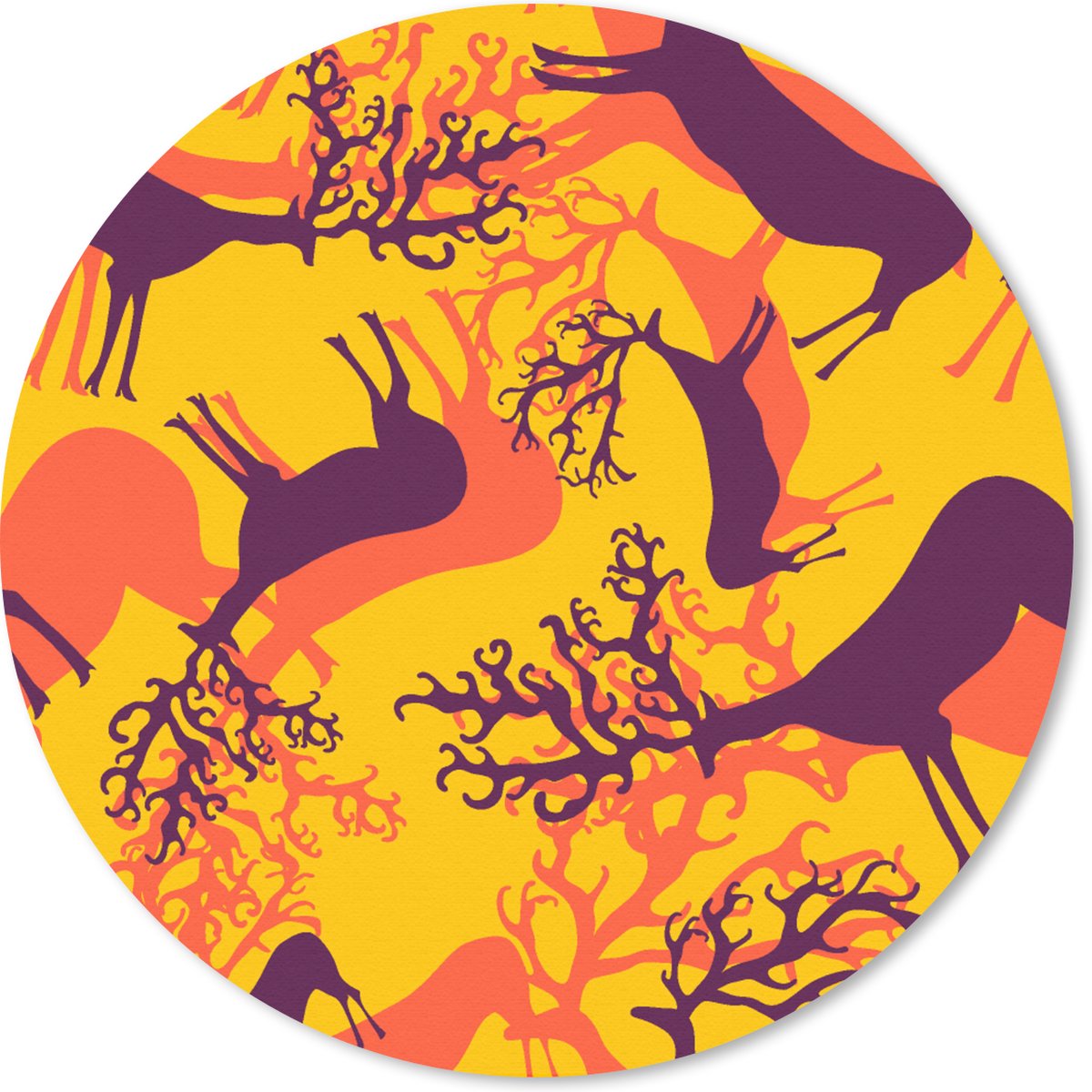 Muismat rond 30x30 cm - Mousepad Patronen - Hert - Kleuren - Ronde muismatten