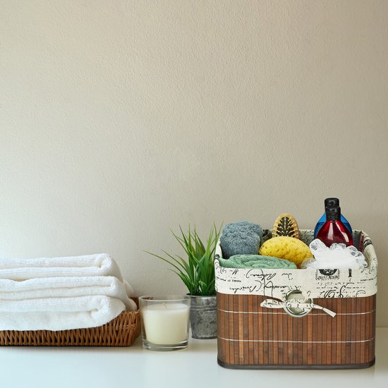 Relaxdays 2x panier de rangement bambou - panier d'armoire décoratif petit - marron - madje pour salle de bain