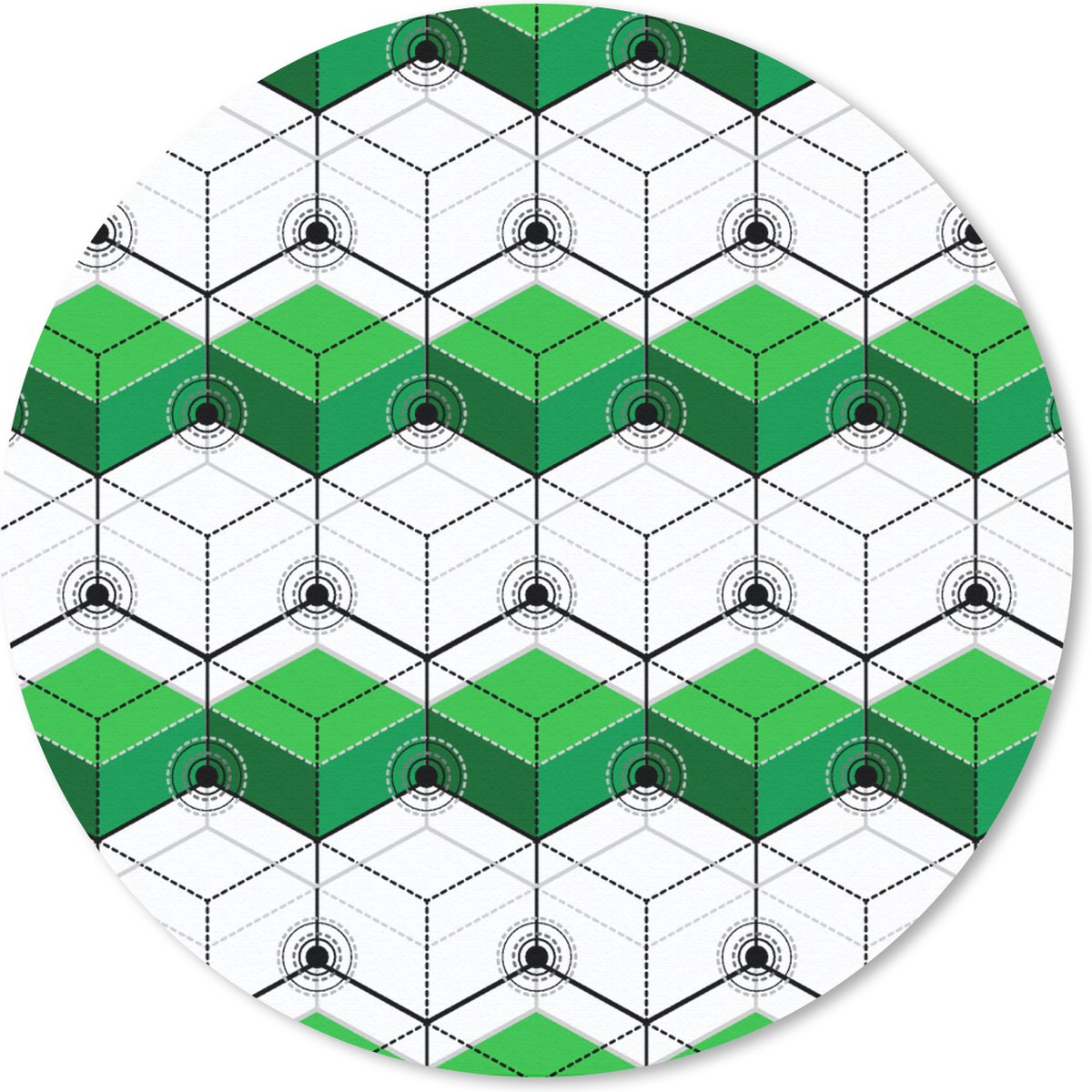 Muismat rond 20x20 cm - Mousepad Blokken - Patronen - 3D - Groen - Ronde muismatten