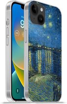 Geschikt voorApple Iphone 14 Plus - Soft case hoesje - De Sterrennacht - Vincent van Gogh - Siliconen Telefoonhoesje