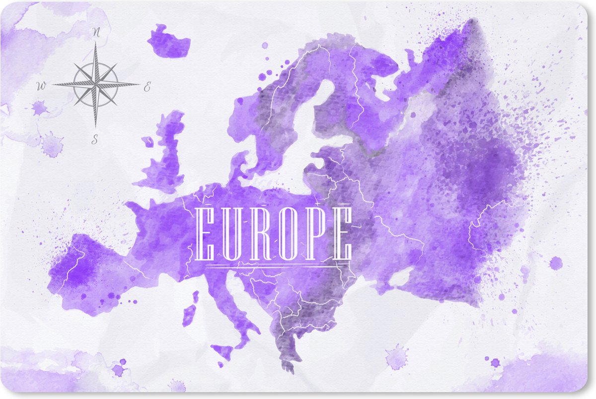 Bureau onderlegger - Muismat - Bureau mat - Europa - Wereldkaart - Verf - 60x40 cm