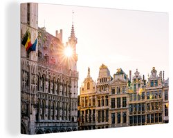 Canvas Schilderij Grote markt België - 30x20 cm - Wanddecoratie