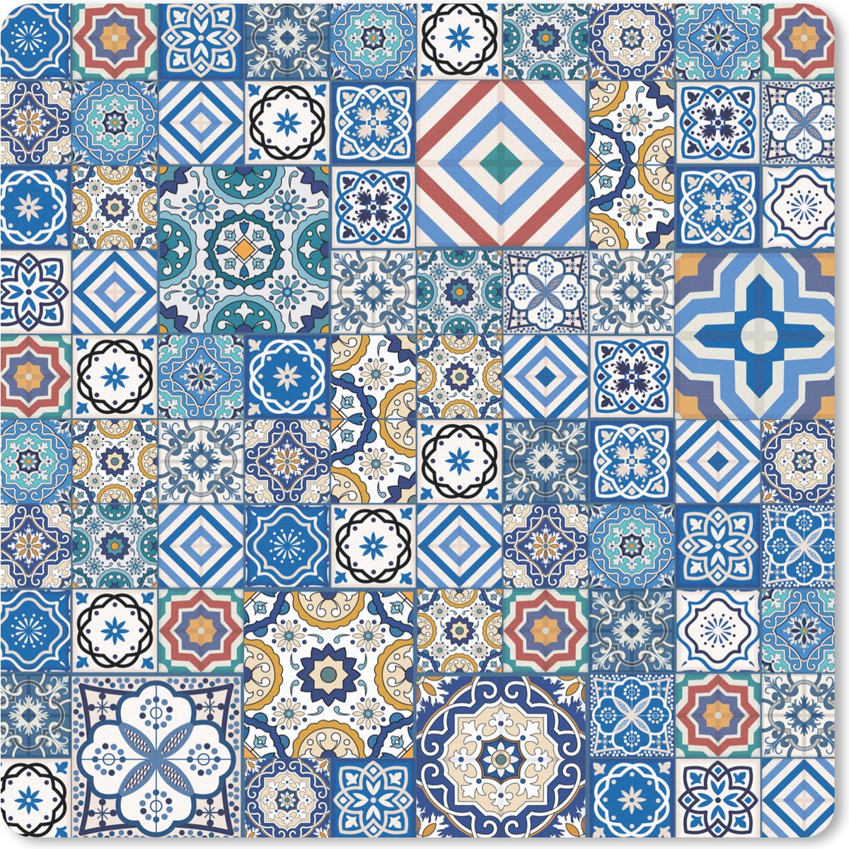 Muismat 20x20 cm - Mousepad Patronen - Bloemen - Blauw - Vormen - Muismatten