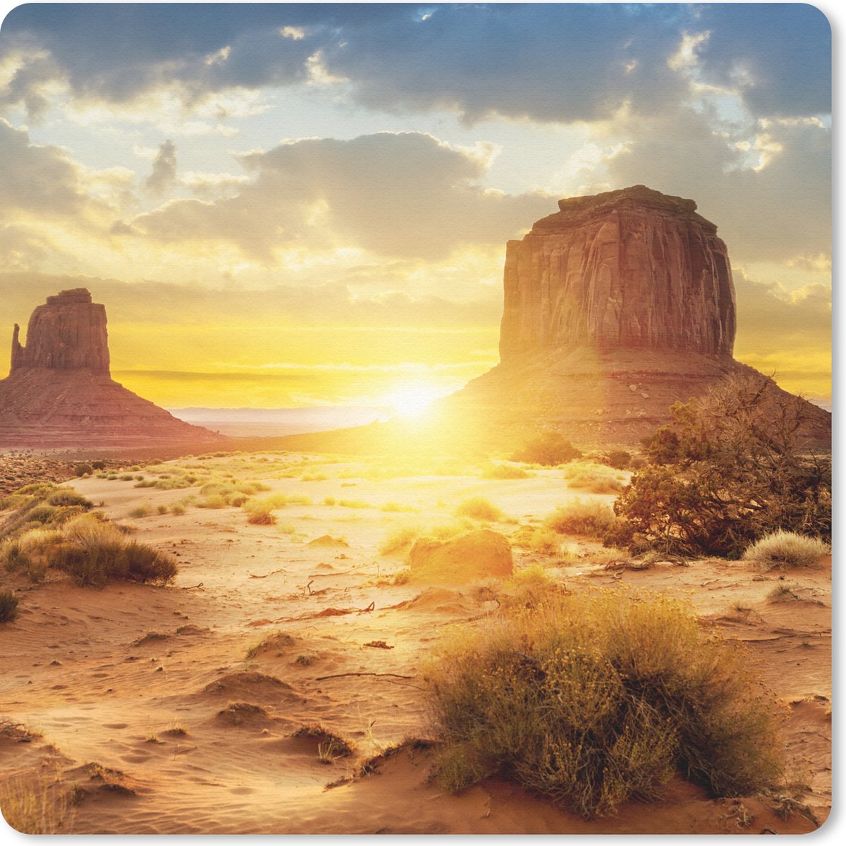 Muismat 30x30 cm - Mousepad Zonsondergang - Rots - Landschap - Horizon - Muismatten