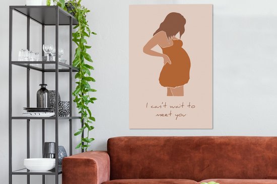 Toile Peinture Enceinte - Maternité - Maman - 80x120 cm - Décoration murale