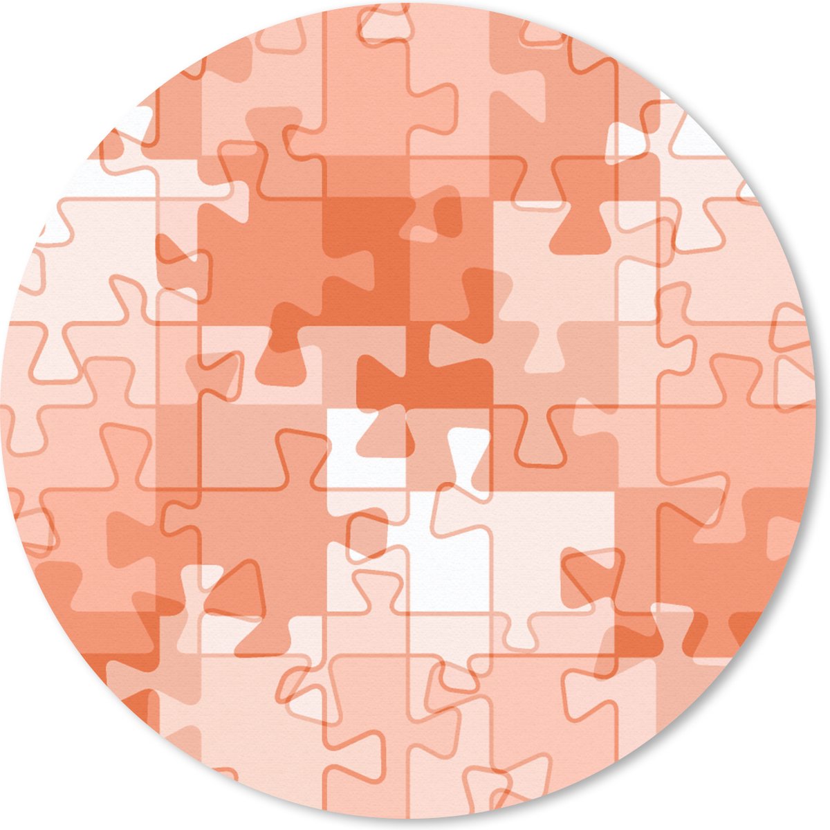 Muismat rond 40x40 cm - Mousepad Puzzel - Oranje - Patronen - Ronde muismatten