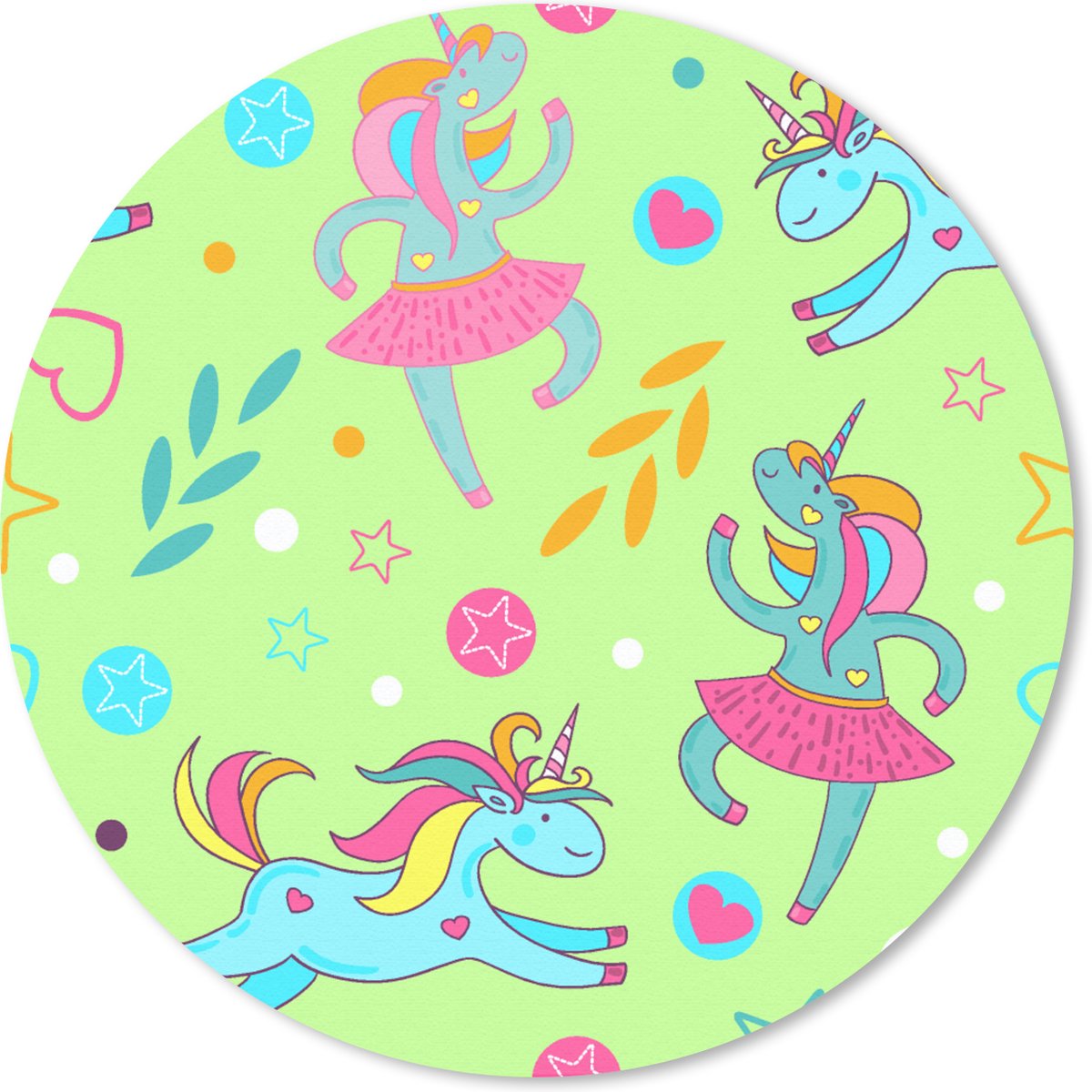 Muismat rond 40x40 cm - Mousepad Ballerina - Eenhoorn - Patronen - Regenboog - Ronde muismatten