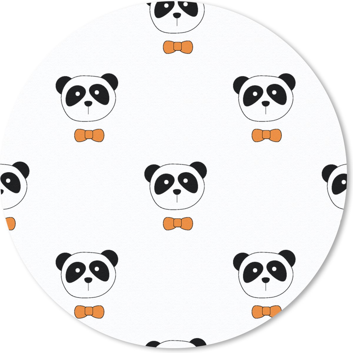 Muismat rond 20x20 cm - Mousepad Panda - Zwart - Wit - Patroon - Ronde muismatten