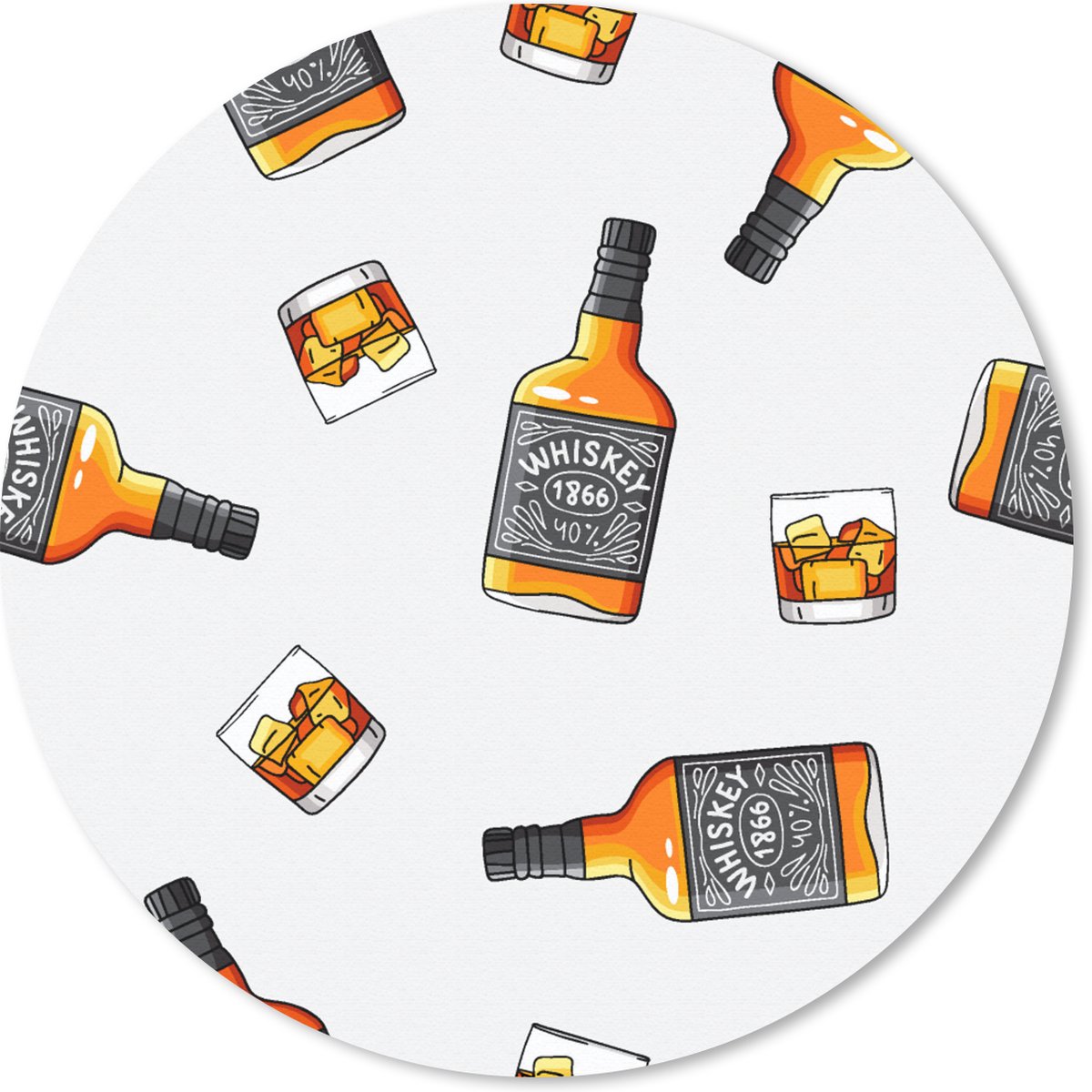 Muismat rond 50x50 cm - Mousepad Whiskey - Glas - Design - Ronde muismatten