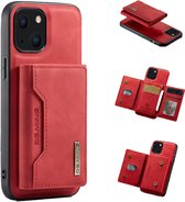 CaseMe - Telefoonhoesje geschikt voor iPhone 13 - Back Cover - Met Magnetische Pasjeshouder - Rood