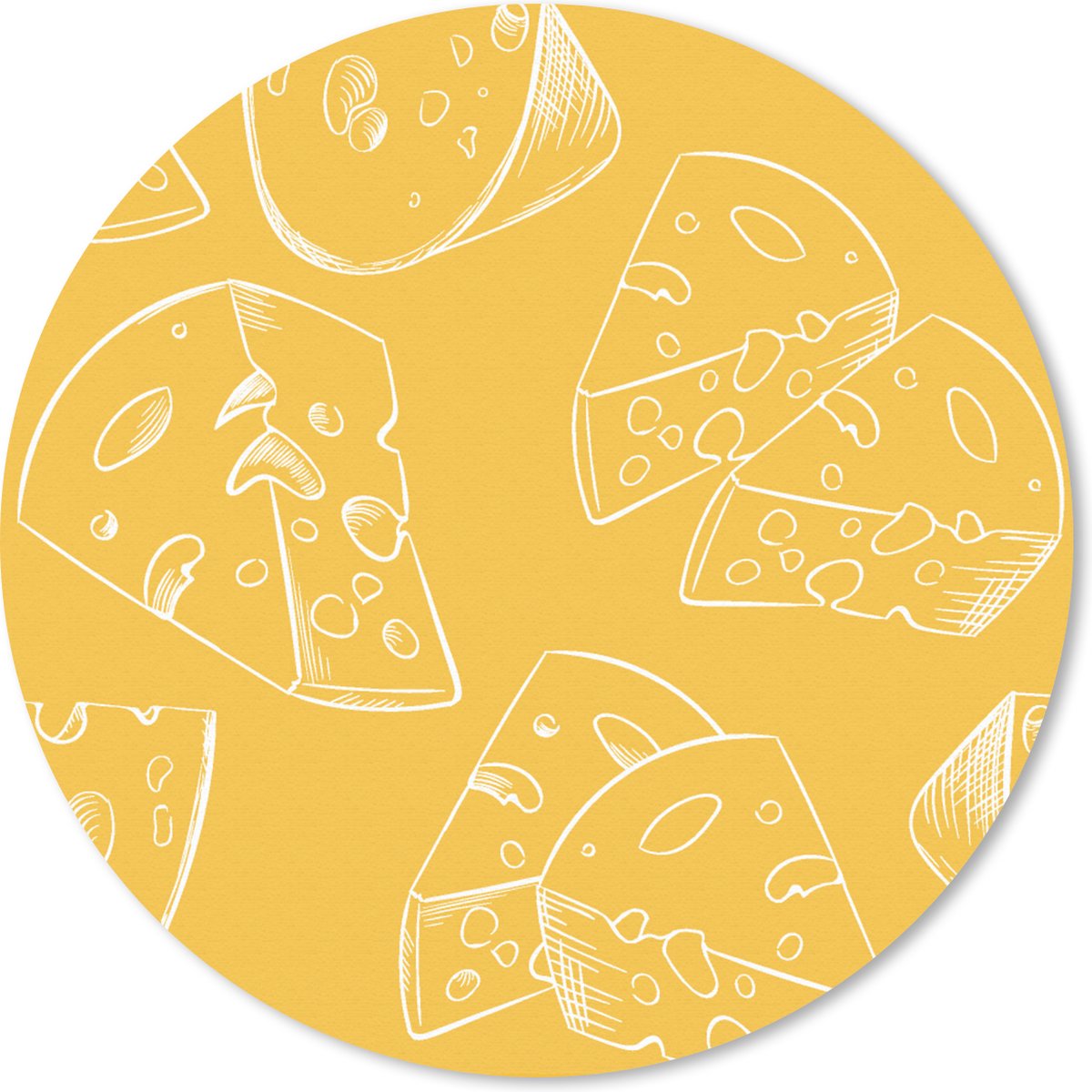 Muismat rond 50x50 cm - Mousepad Kaas - Geel - Design - Ronde muismatten