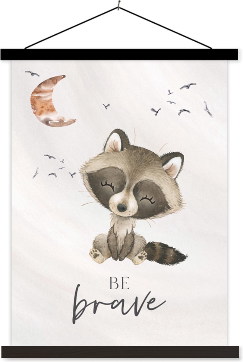 Schoolplaat dieren - Wanddecoratie voor kids - Muurdecoratie kinderkamer - Waterverf - Be brave - Quotes - Kinderen - Jongens - Meisjes - 60x80 cm