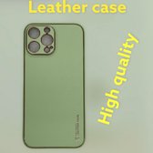 Apple iPhone 14 Pro Max Licht Groen Back Cover Luxe High Quality Leather Case | Camera beschermend hoesje