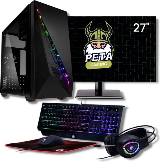 Peta Gaming Set - Ryzen 5 5600G (GamePC + écran FullHD 27" + clavier +  souris) | bol.com