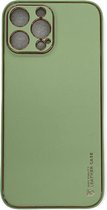 Apple iPhone 14 Pro Licht Groen Back Cover Luxe High Quality Leather Case | Camera beschermend hoesje