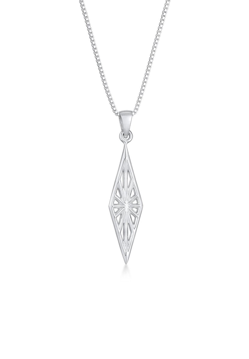 KUZZOI - Halsketting - Heren hanger Rhombus Ornament Used Look in 925 Sterling Silver - Heren