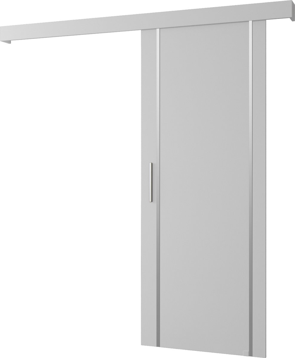 InspireMe - Schuifdeursysteem met rail - 90x204cm - AGRA IX - Wit Mat + Wit frame + Zilver Handvat