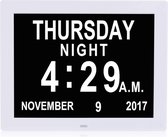 FastX Dementia Clock - Horloge calendrier - Klok avec date et jour - Calendrier Alzheimer - Incl. Pilulier - Fonction alarme - Zwart