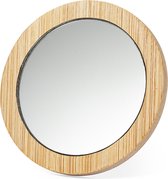 Make-up spiegel - Zakspiegel - Reisspiegel - Rond - Compact - Dames - 6,9 cm - Bamboe - Beige