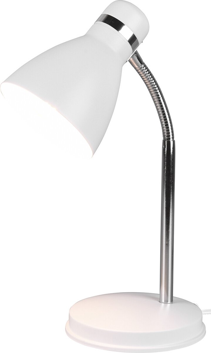Reality - LED Bureaulamp - Tafelverlichting - E27 Fitting - Rond - Wit - Aluminium