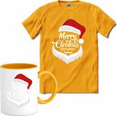 Merry christmas everyone! - T-Shirt met mok - Meisjes - Geel - Maat 12 jaar