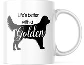 Dog Lover Mok met tekst: life is better with golden | Honden Liefhebber | Honden Spreuk | Cadeau | Grappige mok | Koffiemok | Koffiebeker | Theemok | Theebeker