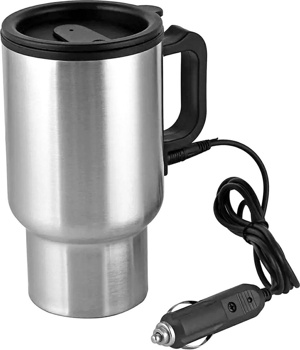 Chauffe-eau Mug pour voiture - Voiture Bouilloire électrique chauffée en acier  inoxydable Portable Allume-cigare Chauffage Tasse à café avec chargeur  -rose