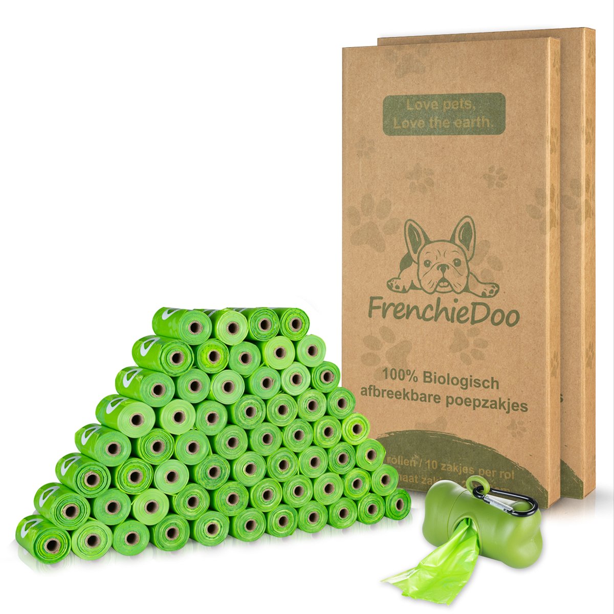Frenchiedoo Milieubewuste hondenpoepzakjes – 600 stuks – Met gratis dispenser