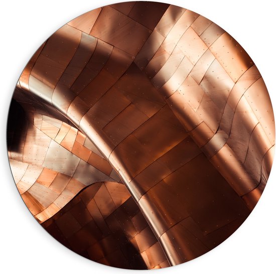 WallClassics - Dibond Muurcirkel - Bronzen Platen - 90x90 cm Foto op Aluminium Muurcirkel (met ophangsysteem)